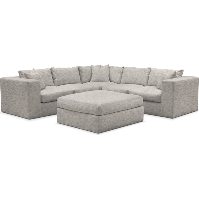 Living Room Furniture - Collin 5-Piece Sectional with Ottoman