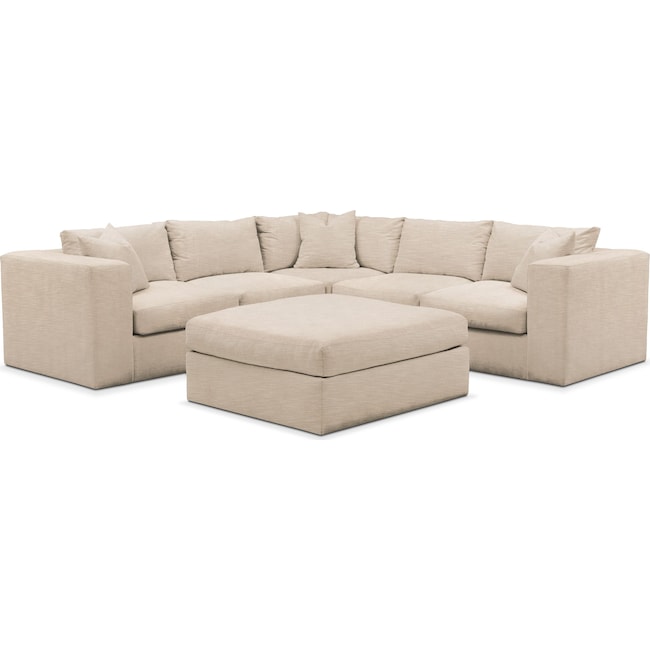 Living Room Furniture - Collin 5-Piece Sectional with Ottoman