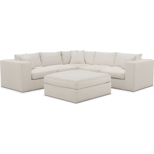 Living Room Furniture - Collin 5-Piece Sectional with Ottoman