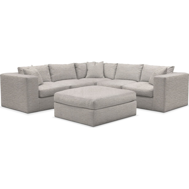 Living Room Furniture - Collin 5-Piece Sectional with Ottoman