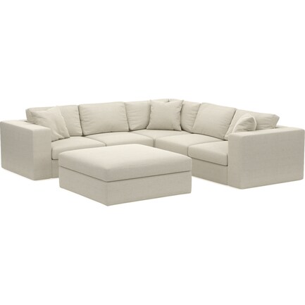 Collin Foam Comfort 5-Piece Sectional and Ottoman - Curious Pearl