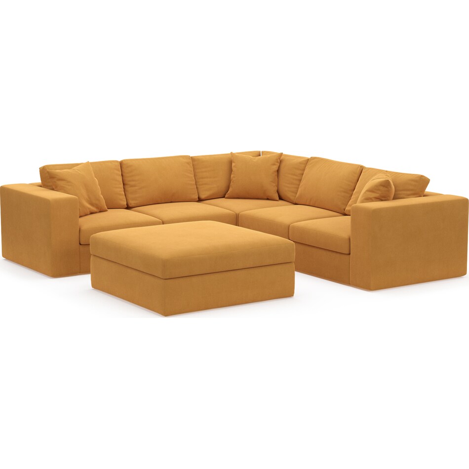 collin yellow  pc sectional and ottoman   