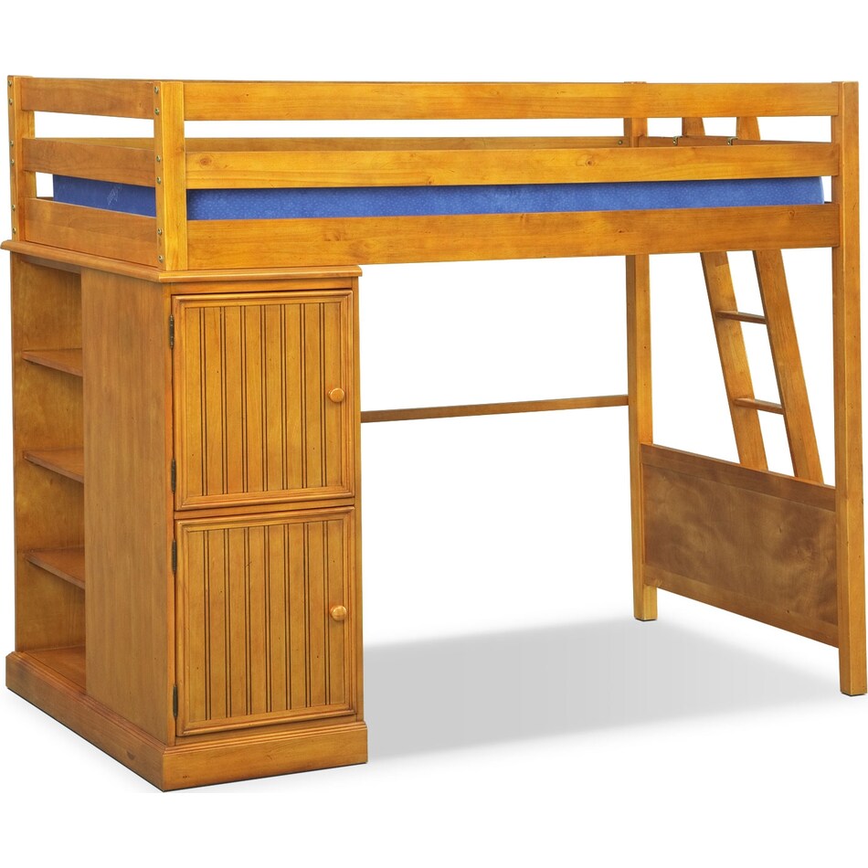 colorworks pine ii light brown loft bed   