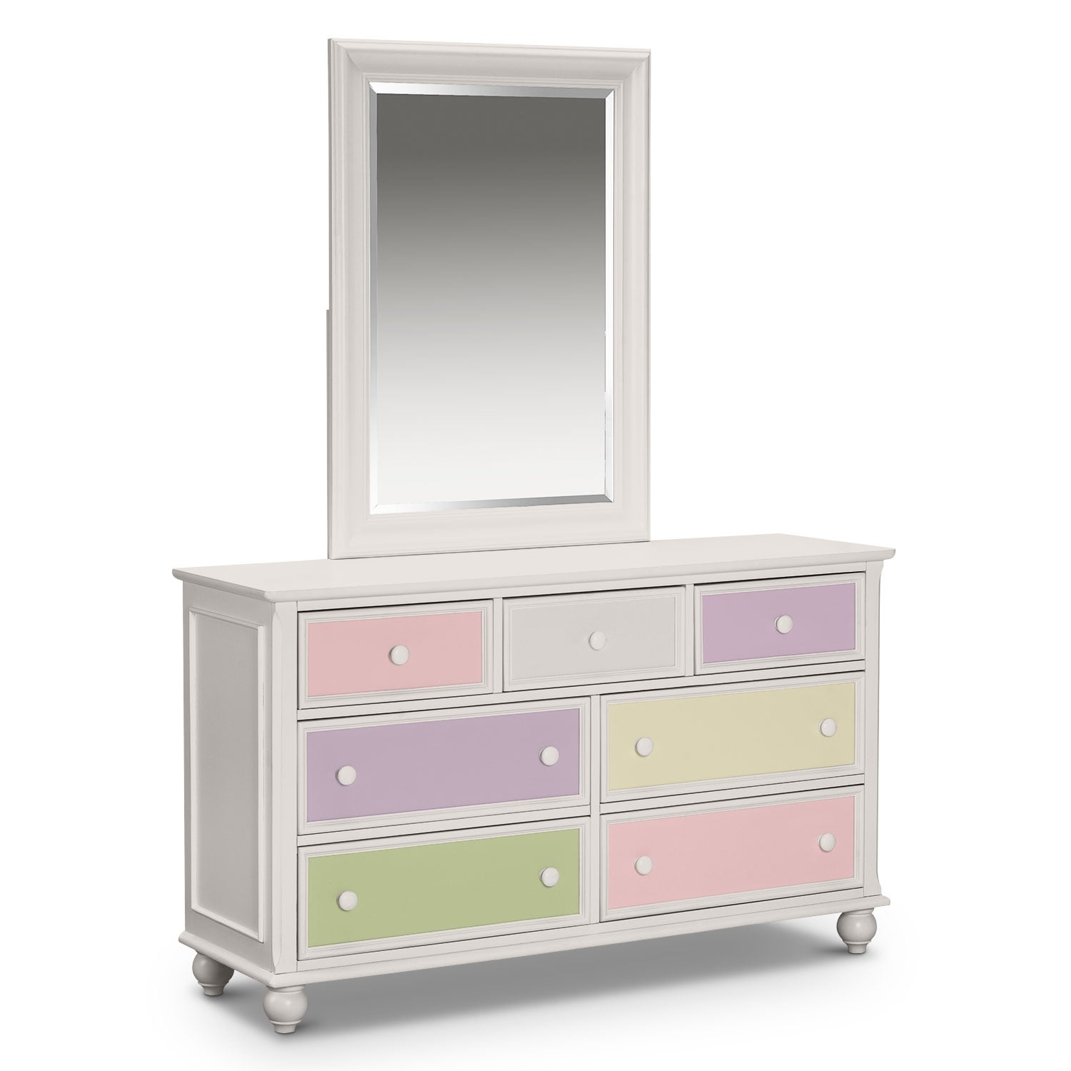Colorworks Dresser And Mirror White American Signature Furniture
