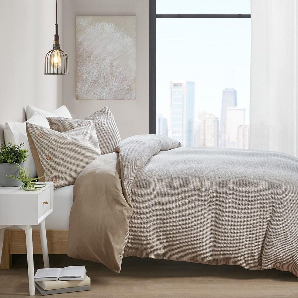colson light brown king california king bedding set   