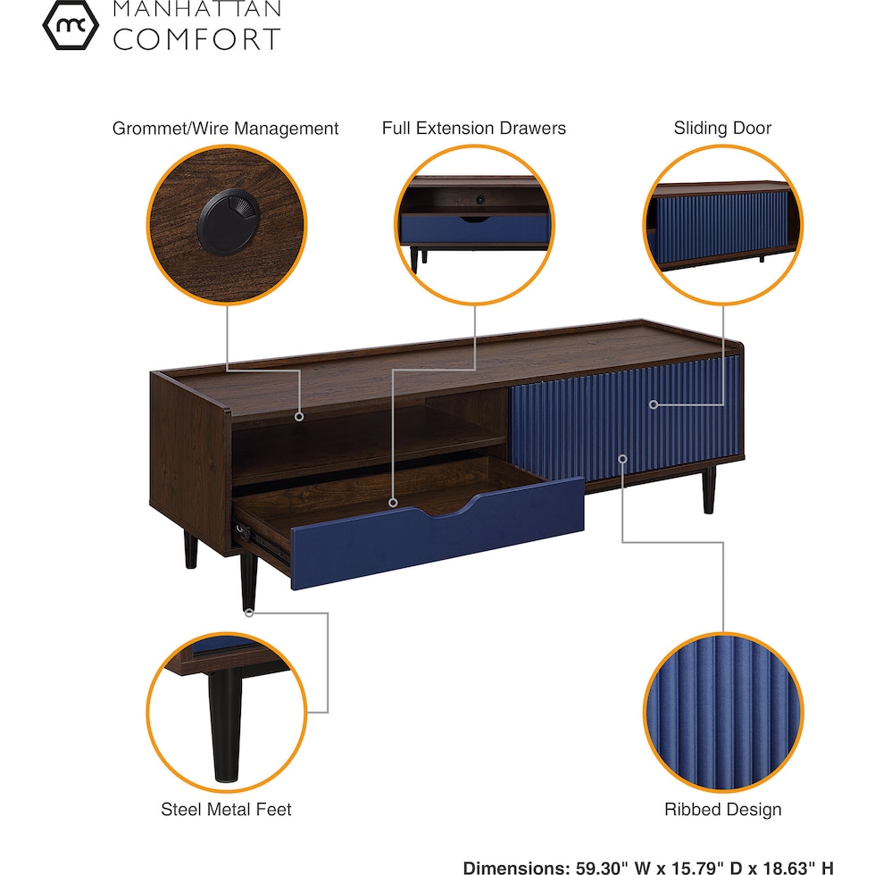 colter blue tv stand   