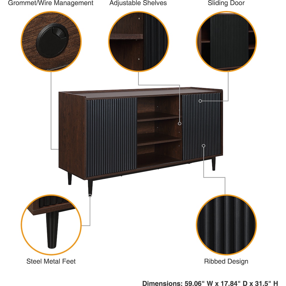 colter dark brown black sideboard   