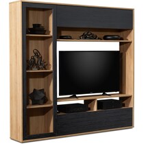 composad light brown entertainment wall unit   