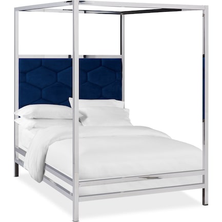 Concerto Queen Canopy Bed - Blue Velvet