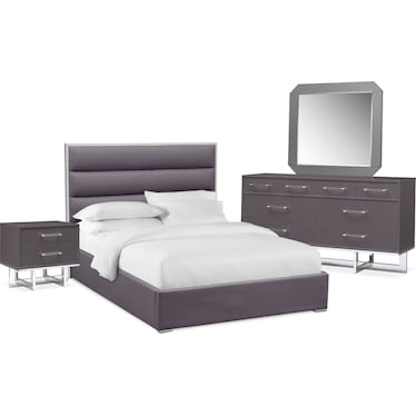 Concerto 6-Piece Bedroom Set with Nightstand, Dresser and Mirror