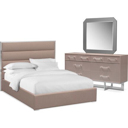 Concerto 5-Piece Queen Bedroom Set with Dresser and Mirror - Champagne