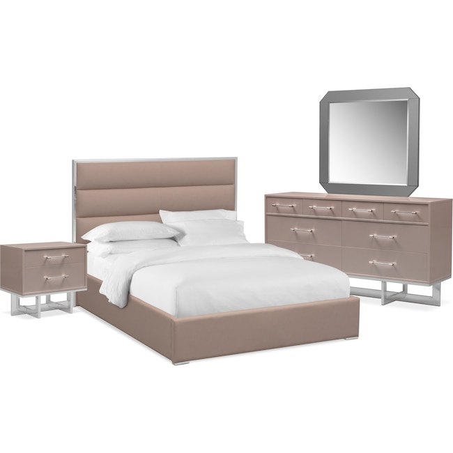 Bedroom Furniture - Concerto 6-Piece Bedroom Set with Nightstand, Dresser and Mirror