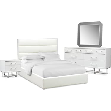 Concerto 6-Piece Bedroom Set with Nightstand, Dresser and Mirror