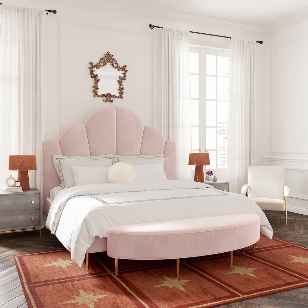 conch pink queen bed   