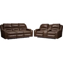 concourse dark brown  pc power reclining living room   