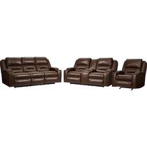 concourse dark brown  pc power reclining living room   