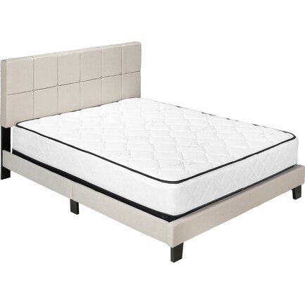 Constance Queen Upholstered Bed - Beige/Black