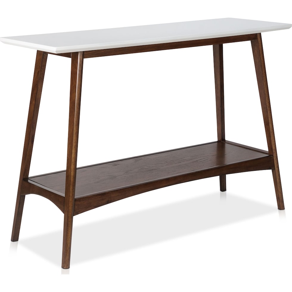 copa white pecan console table   