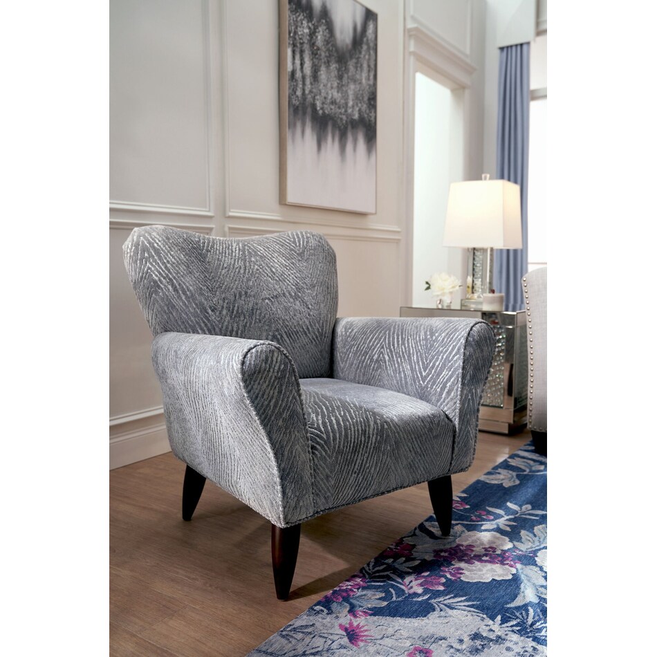 cora silver accent chair   