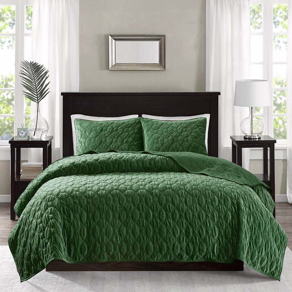 coraline green full queen bedding set   