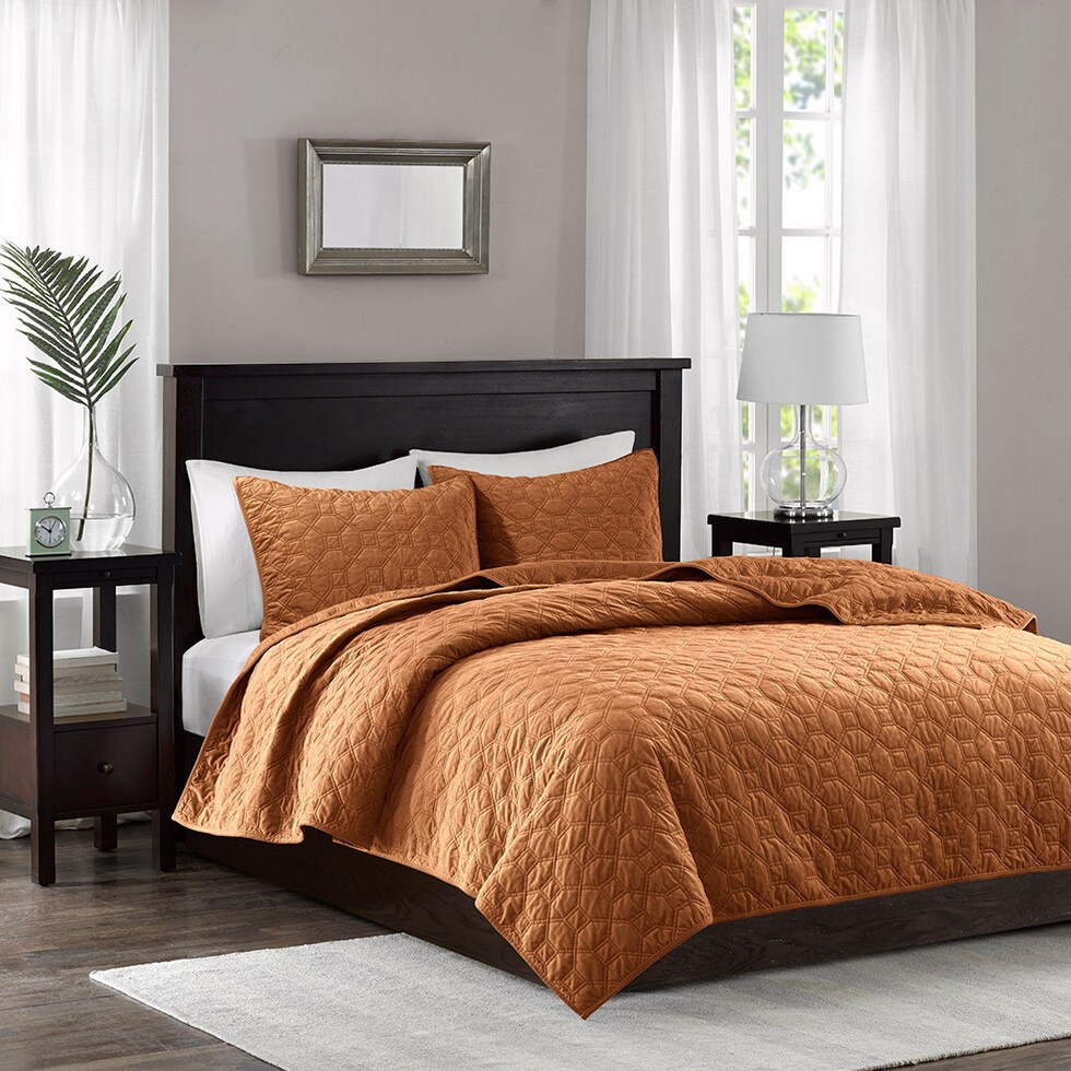 coraline orange full queen bedding set   