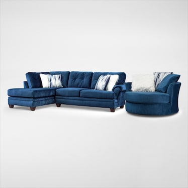 Cordelle 2-Piece Sectional with Left-Facing Chaise and Swivel Chair Set - Blue