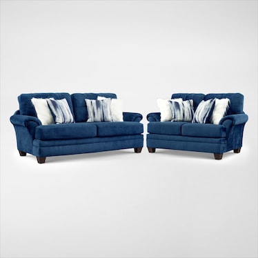 Cordelle Sofa and Loveseat Set - Blue