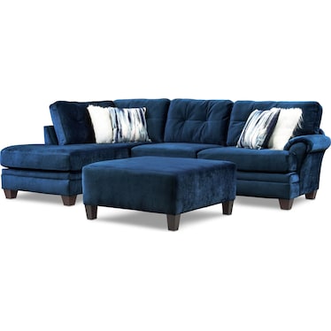 Cordelle 2-Piece Sectional with Left-Facing Chaise and Ottoman - Blue