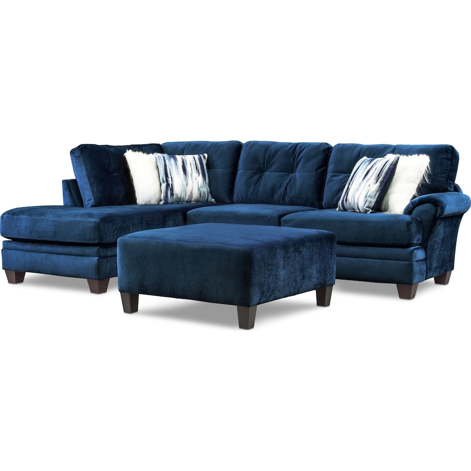 cordelle blue  pc sectional and ottoman   