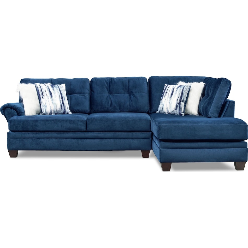 cordelle blue  pc sectional with right facing chaise   