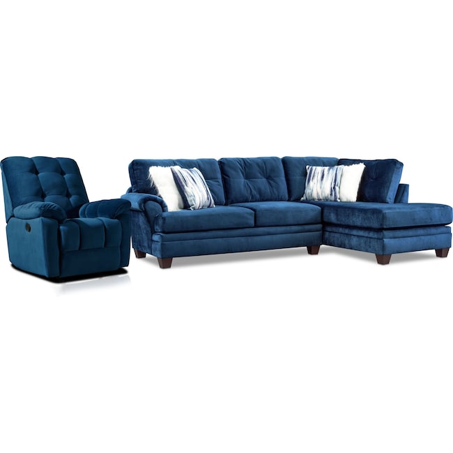 Living Room Furniture - Cordelle 2-Piece Sectional and Manual Recliner