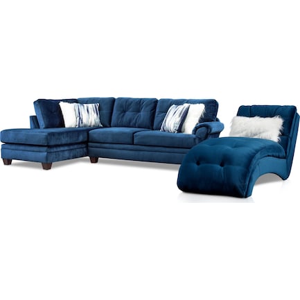 Cordelle 2-Piece Left-Facing Sectional and Chaise - Blue