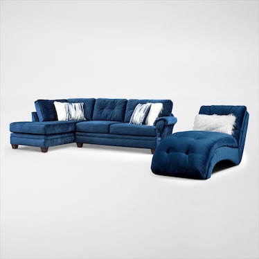 Cordelle 2-Piece Left-Facing Sectional and Chaise - Blue