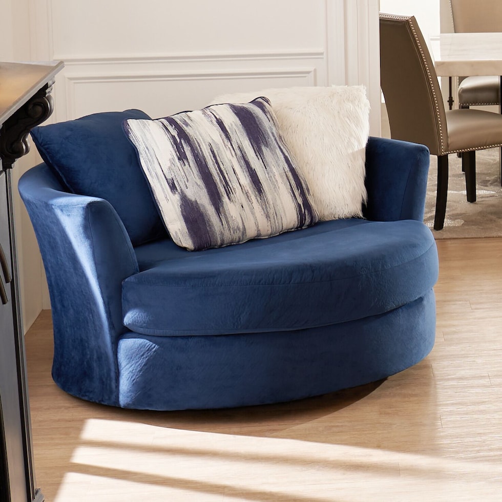 cordelle blue swivel chair   