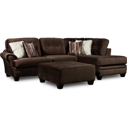 Cordelle 2-Piece Sectional with Right-Facing Chaise and Ottoman - Chocolate