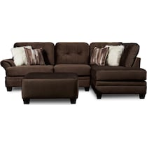 cordelle dark brown  pc sectional and ottoman   