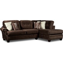 cordelle dark brown  pc sectional and ottoman   