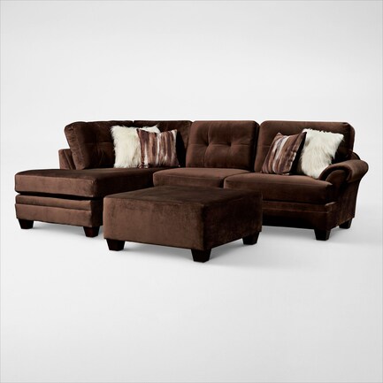 Cordelle 2-Piece Sectional with Left-Facing Chaise and Ottoman - Chocolate