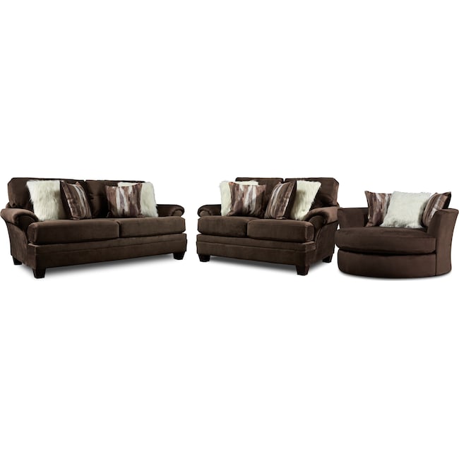 Cordelle Sofa Loveseat And Swivel Chair American Signature