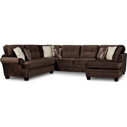 Cordelle 3-Piece Sectional with Right-Facing Chaise - Chocolate
