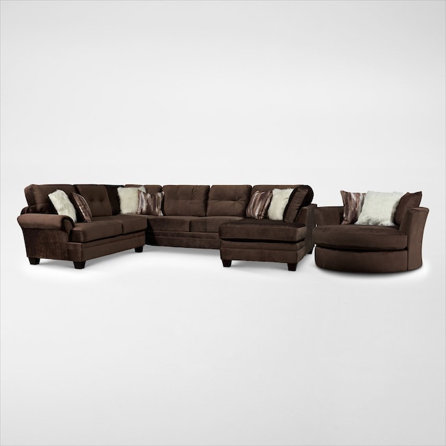 Living Room Furniture - Cordelle 3-Piece Sectional and Swivel Chair Set