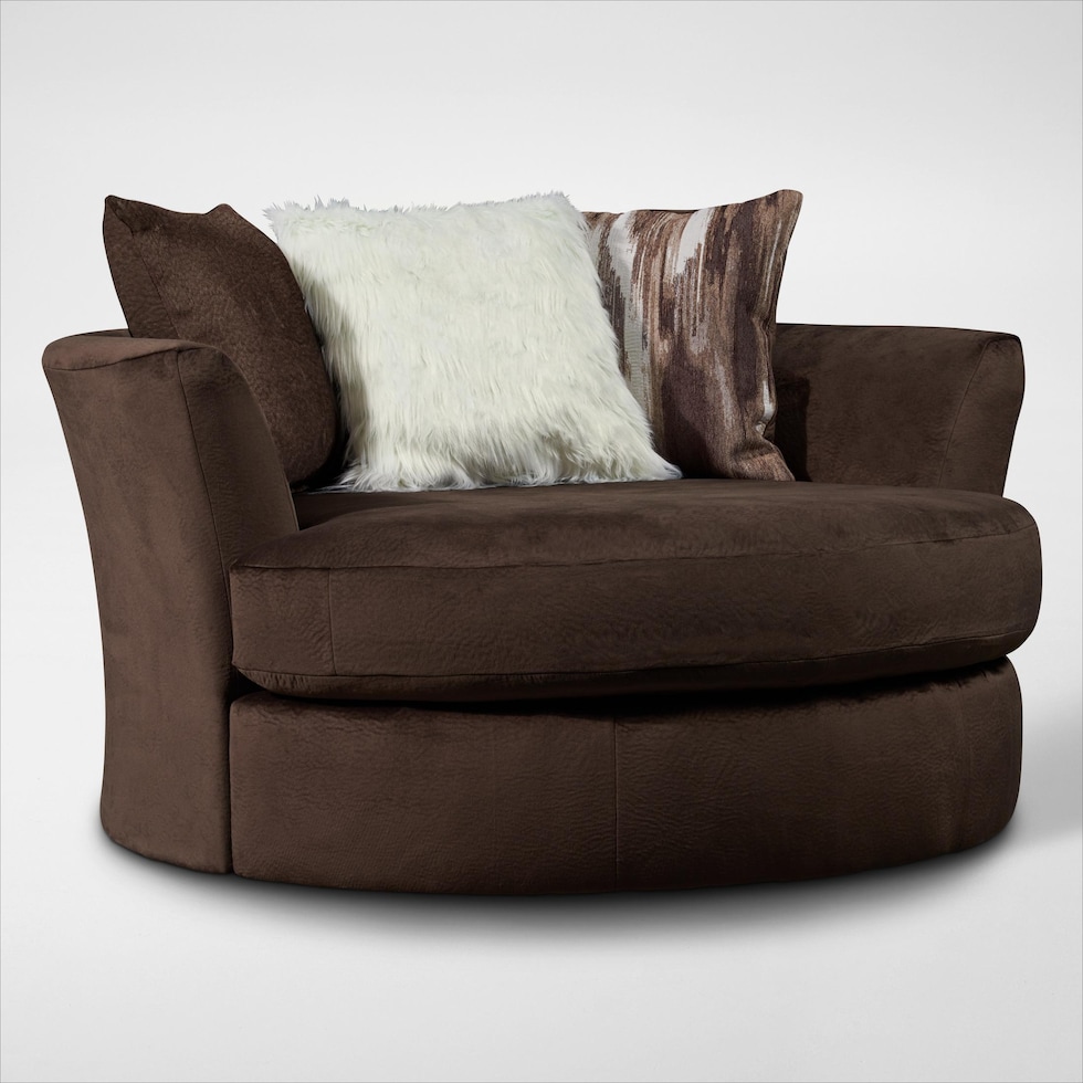 cordelle dark brown swivel chair   