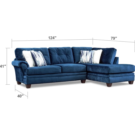 Living Room Furniture - Cordelle 2-Piece Sectional with Chaise + FREE OTTOMAN