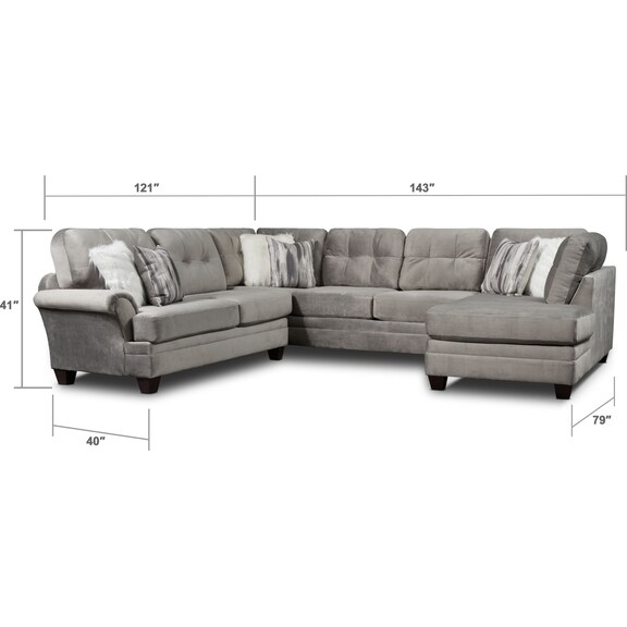 Living Room Furniture - Cordelle 3-Piece Sectional and Swivel Chair Set