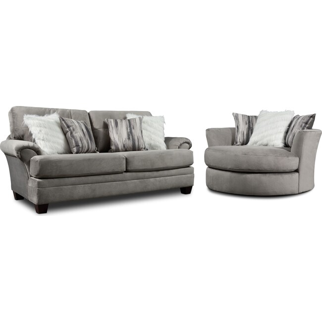 Cordelle Sofa And Swivel Chair Set American Signature Furniture