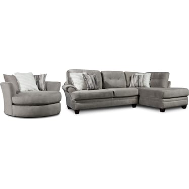 Cordelle 2-Piece Sectional with Chaise and Swivel Chair Set