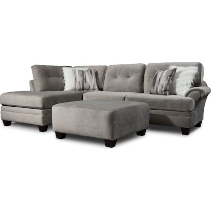 Cordelle 2-Piece Sectional with Left-Facing Chaise and Ottoman  - Gray