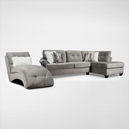 Cordelle 2-Piece Right-Facing Sectional and Chaise - Gray