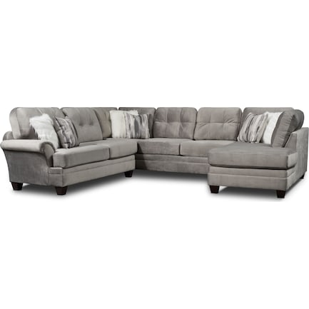 Cordelle 3-Piece Sectional with Right-Facing Chaise - Gray