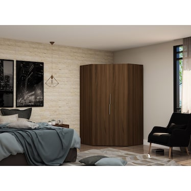 Cornell Corner Wardrobe Closet - Brown
